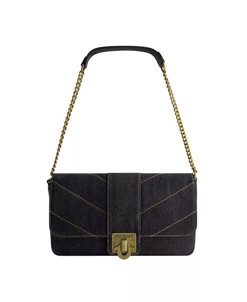 DENIM BRASS HARDWARE FLAP