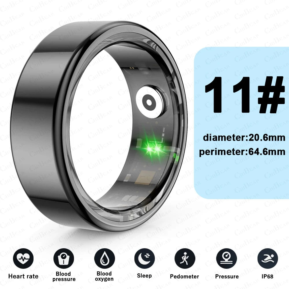 For Android IOS Smart Ring Real Heart Rate Teenagers Stainless Steel Ring Swimming Waterproof Smart Ring 2024 for Jewelry Gift