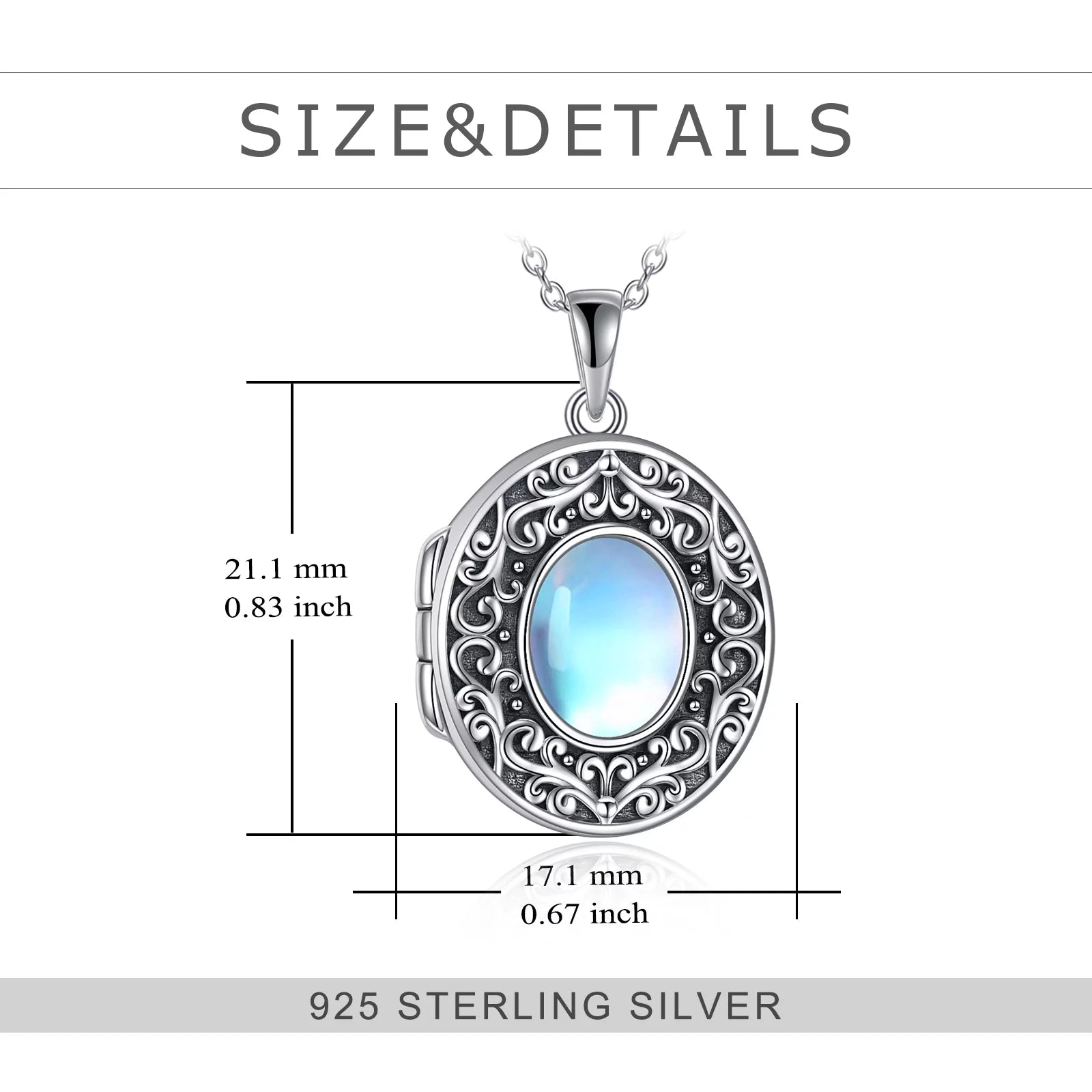 Sterling Silver Photo Locket Necklace That Holds Pictures Oval Shaped Photo Jewelry for Mother Daughter Wife