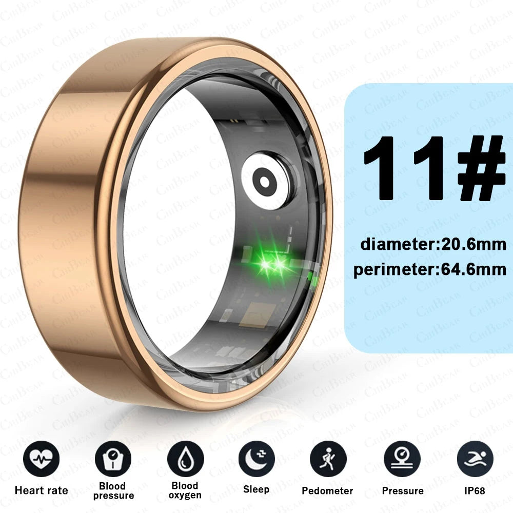 For Android IOS Smart Ring Real Heart Rate Teenagers Stainless Steel Ring Swimming Waterproof Smart Ring 2024 for Jewelry Gift