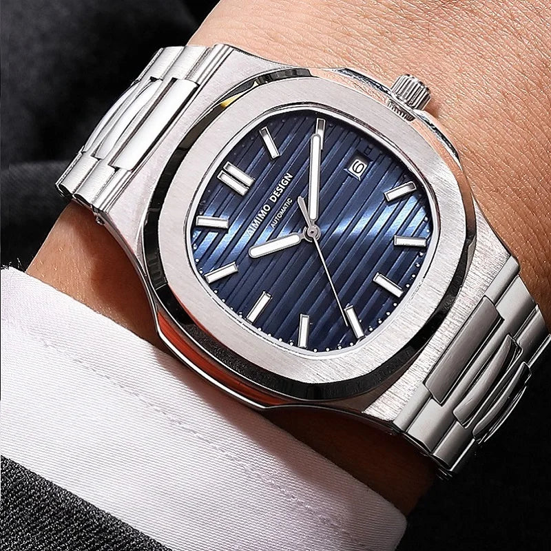 AIMIMO DESIGN Men Clock  MIYOTA-8215 Automatic Mechanical Watches Men Double-Side Sapphire Glass Watch Luminous