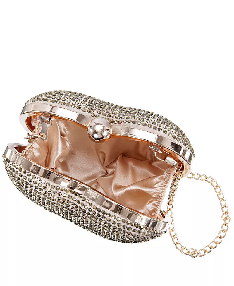 Amorie Crystal Embellished Heart Minaudiere Clutch