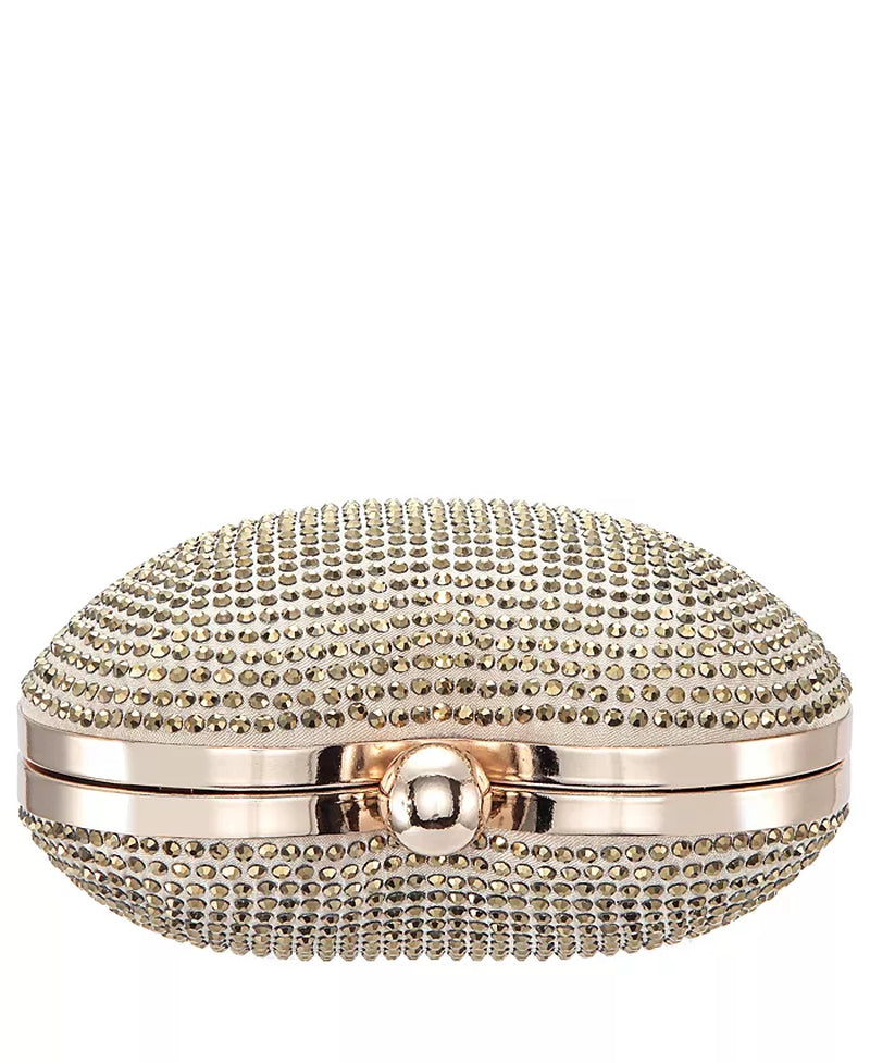 Amorie Crystal Embellished Heart Minaudiere Clutch