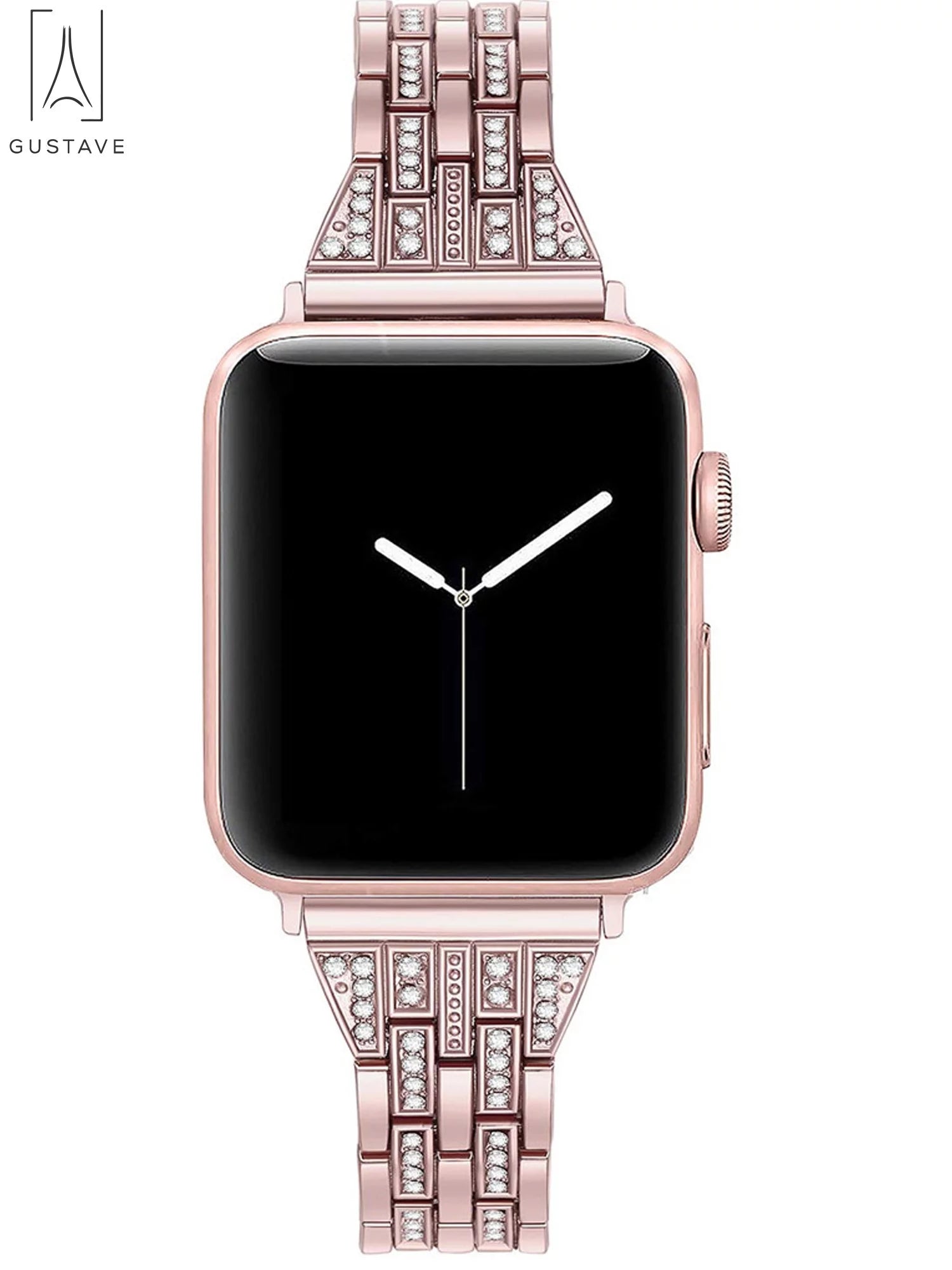 Metal Apple Watch Band 38Mm 40Mm 42Mm 44Mm Compatible with Iwatach Series Ultra SE 8 7 6 5 4 3 2 1 Elegant Bracelet Wristband Strap with Diamond Rhinestone for Women "Pink"