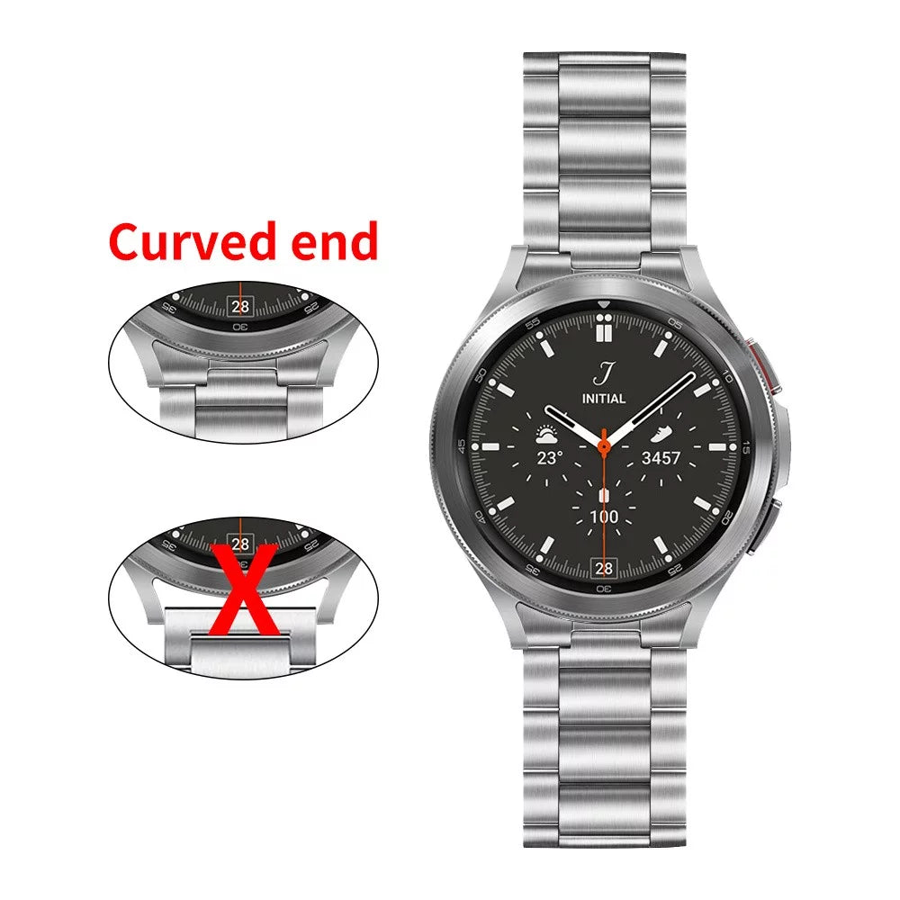 No Gaps Stainless Steel Band for Samsung Galaxy Watch 4 Classic 46Mm 42Mm/Galaxy Watch Watch 5 4 44Mm 40Mm/Galaxy Watch 5 Pro/5 Bands Women Men Strap Curved End Metal Wristbands - Rose Gold