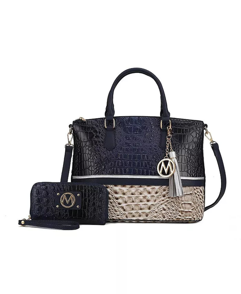 Autumn Crocodile Skin Tote Bag with Wallet by Mia K.