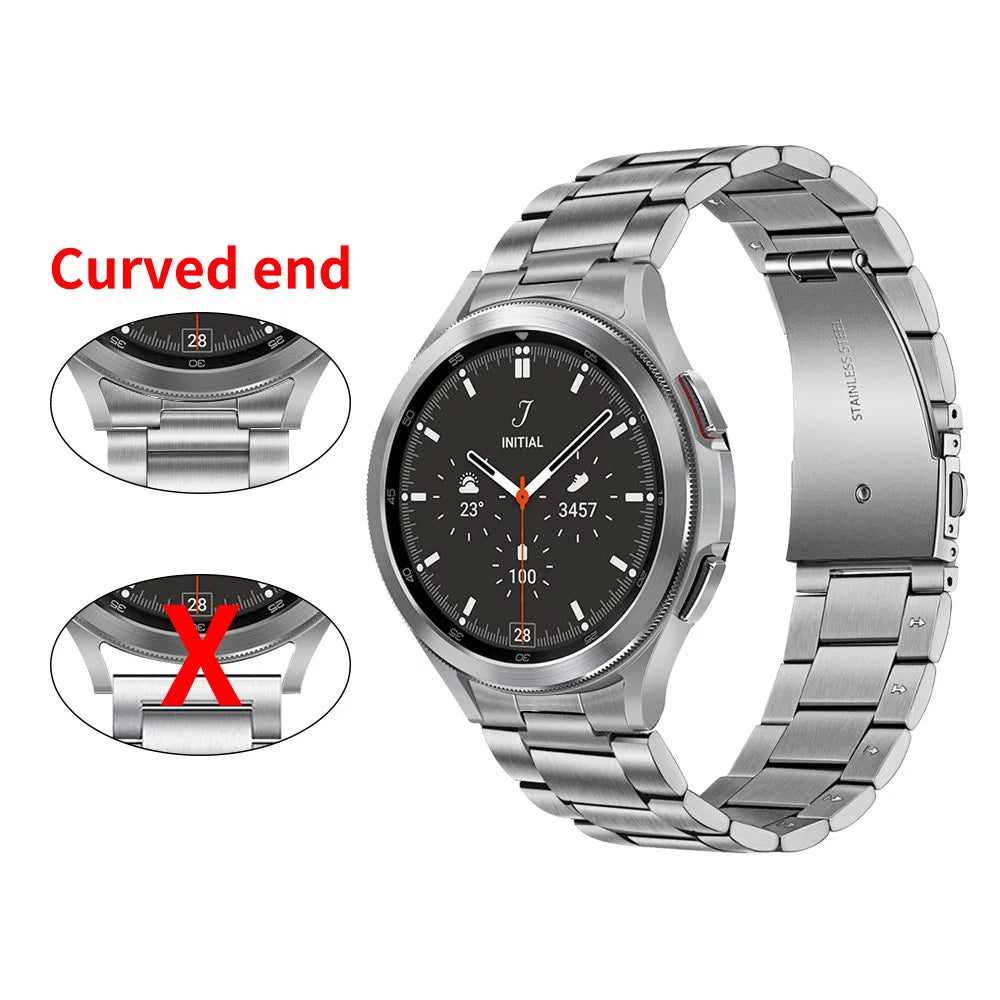 No Gaps Stainless Steel Band for Samsung Galaxy Watch 4 Classic 46Mm 42Mm/Galaxy Watch Watch 5 4 44Mm 40Mm/Galaxy Watch 5 Pro/5 Bands Women Men Strap Curved End Metal Wristbands - Rose Gold