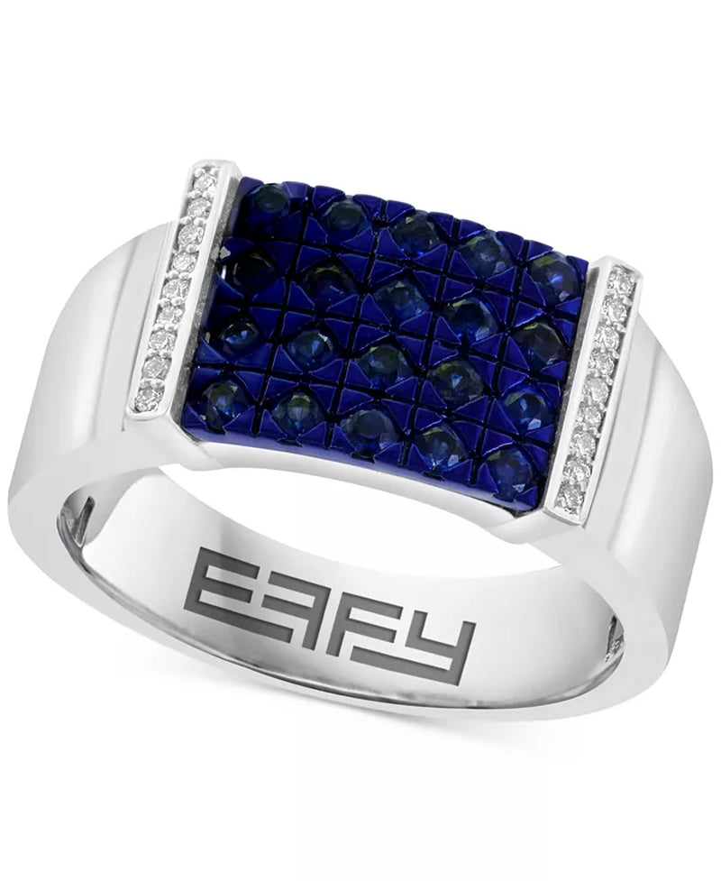 EFFYÂ® Men'S Sapphire (7/8 Ct. T.W.) & Diamond Accent Ring in Sterling Silver